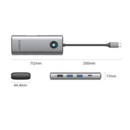 HUB 8w1 USB-C - USB-A USB-C HDMI VGA RJ45 PD 100W 4K 60Hz 1000Mbps - szary