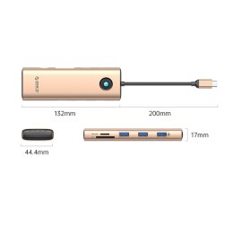 HUB 9w1 USB-C - USB-A USB-C HDMI VGA SD microSD RJ45 PD 100W 4K 1000Mbps - różowo złoty