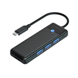 HUB adapter 4-portowy USB-C - USB-A czytnik kart SD microSD 0.15 m - czarny
