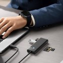 HUB adapter 4-portowy USB-C - USB-A czytnik kart SD microSD 1 m - czarny