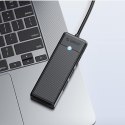 HUB adapter 4-portowy USB-C - USB-A czytnik kart SD microSD 1 m - czarny