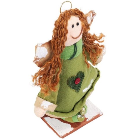 Anioł stojący w kolorze zielonym 24 cm