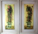 Kompozycja Kwiatów w Donicy 2 z Efektem Postarzania, Obraz 30 x 56 cm - Część 1 z 2 w Serii