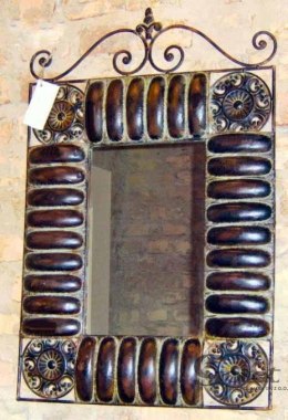 Lustro Prostokątne z Metaloplastyki Czarne 80x54cm