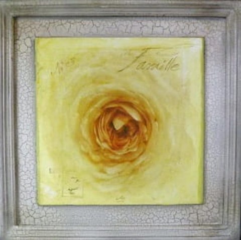 Obraz Żółta Róża w Efekcie Postarzania z Serii Kwiaty - 38x38 cm (3 z 4)