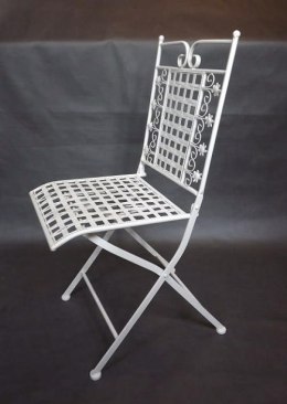 Składane Krzesło z Metaloplastyki w Stylu Prowansalskim Koloru Kremowego 90x38cm