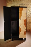 Szafa z imitacją sierści cielaka w kolorze biało-brązowym 134.5x60x38 cm