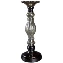 Elegancki Stojący Świecznik z Brązowego Metalu i Szkła 14x38 cm - Wyższy Model w Kolekcji