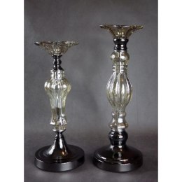 Elegancki Stojący Świecznik z Brązowego Metalu i Szkła 14x38 cm - Wyższy Model w Kolekcji