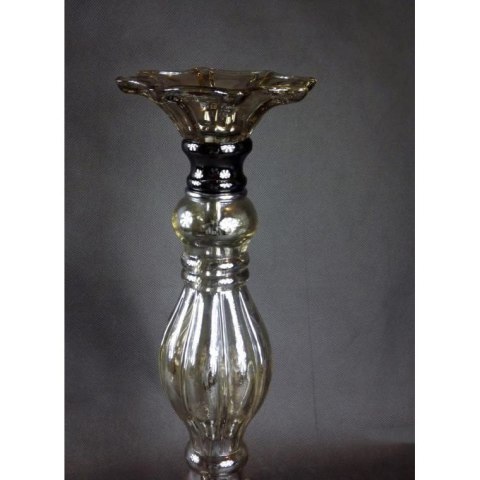 Elegancki Stojący Świecznik z Brązowego Metalu i Szkła 14x38 cm - Wyższy Model w Kolekcji