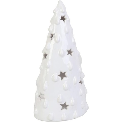 Lampion ceramiczny na tealight choinka biała