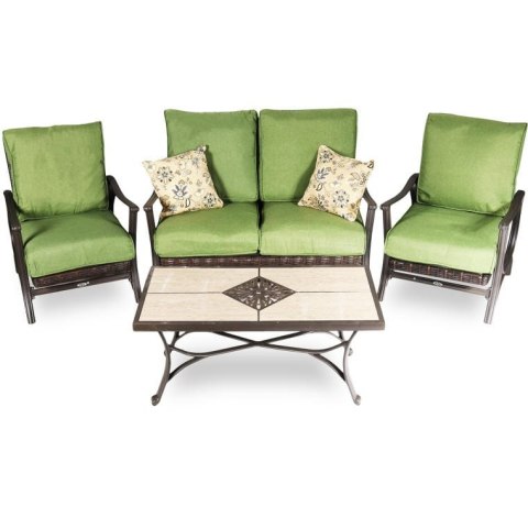 Zestaw Mebli Ogrodowych Goliat - Sofa, 2 Fotele i Stolik, Kolonialny Brąz