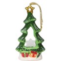 Ceramiczna Choinka Świąteczna z Podświetlaną Śnieżynką LED 15 cm