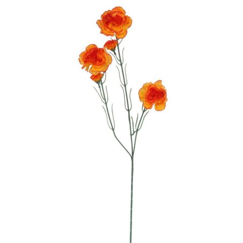 Sztuczna Gałązka z Pięcioma Pomarańczowymi Goździkami - 68 cm