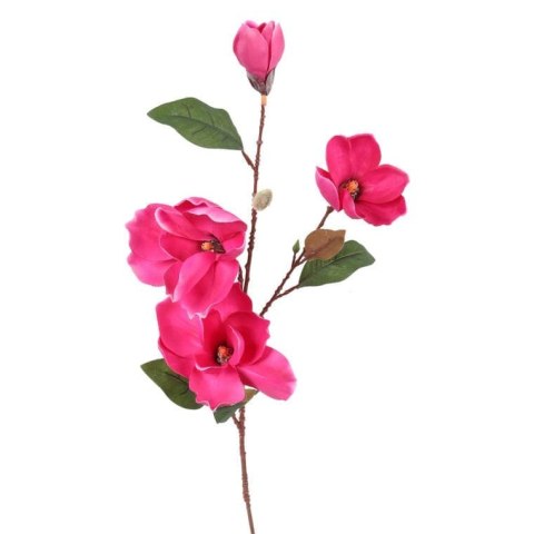 Sztuczna gałązka Magnolii - 4 sztuki w kolorze ciemnoróżowym, 78 cm.
