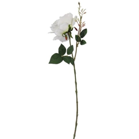Sztuczna róża z pąkiem w białym kolorze 70 cm