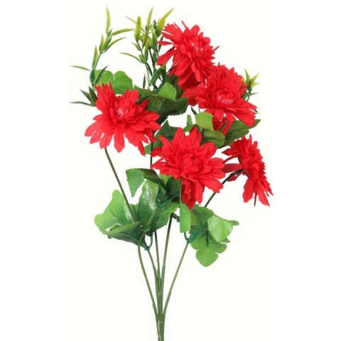 Sztuczne margaretki w kolorze czerwonym - zestaw 5 sztuk na gałązce, długość 68 cm.