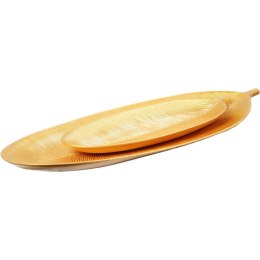 Zestaw 2 Złotych Tacek Drewnianych w Kształcie Liści Bananowca
