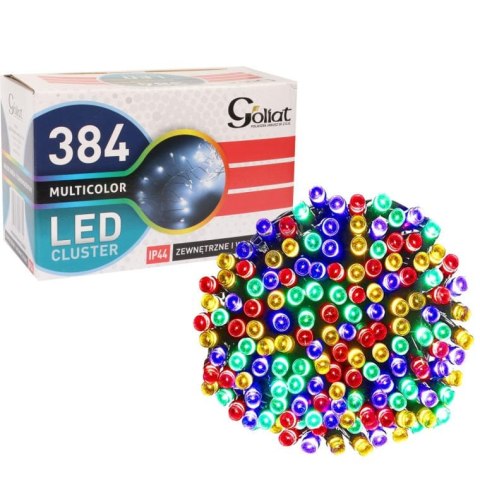 Wielobarwne Lampki Świąteczne Typu Gąsienica - 384 LED, Przeznaczone do Użytku Zewnętrznego, IP44, Długość 3m + 2m Przewód Sieci