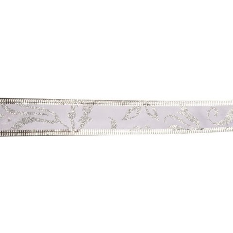 Wstążka dekoracyjna wrzosowo srebrna 3cm x 2,7 m