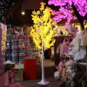 Drzewko Świąteczne z Liśćmi i Oświetleniem LED 145 Diód, Wysokie 150cm, Kolor Żółty, Zasilanie sieciowe.