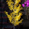 Drzewko Świąteczne z Liśćmi i Oświetleniem LED 145 Diód, Wysokie 150cm, Kolor Żółty, Zasilanie sieciowe.