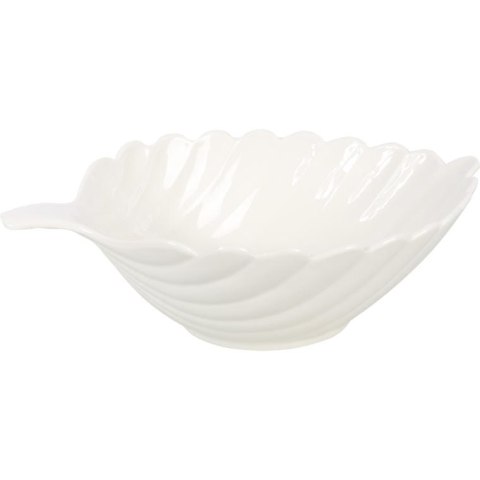 Komplet 3 Białych Misek Ceramicznych w Kształcie Liścia II
