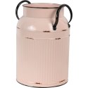 Metalowa Kanka Vintage w Kolorze Pudrowego Różu z Wytłoczeniami i Uchwytami, 27x18x13 cm
