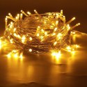 Lampki choinkowe zewnętrzne 100 LED, biały ciepły, z kontrolerem 8 funkcji i miedzianymi przewodami, zasilanie sieciowe
