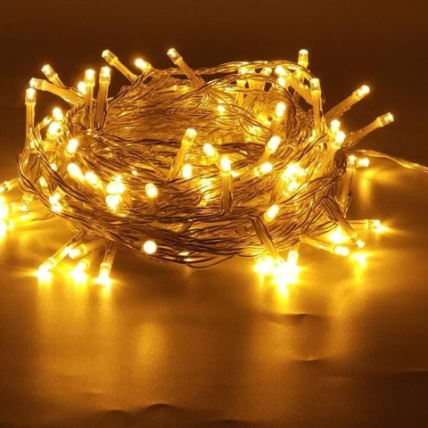 Lampki choinkowe zewnętrzne 100 LED, biały ciepły, z kontrolerem 8 funkcji i miedzianymi przewodami, zasilanie sieciowe