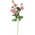 Sztuczna Gałązka Róż w Kolorze Pudrowego Różu - 5 Kwiatów i 2 Pąki, 72 cm