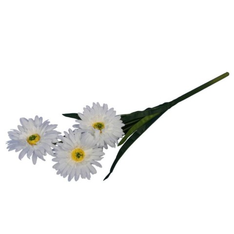 Sztuczna Gałązka z 3 Białymi Gerberami - Dekoracja o Wysokości 55 cm