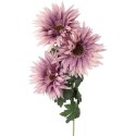 Sztuczna gałązka z trzema fioletowymi gerberami - dekoracja o wysokości 80 cm