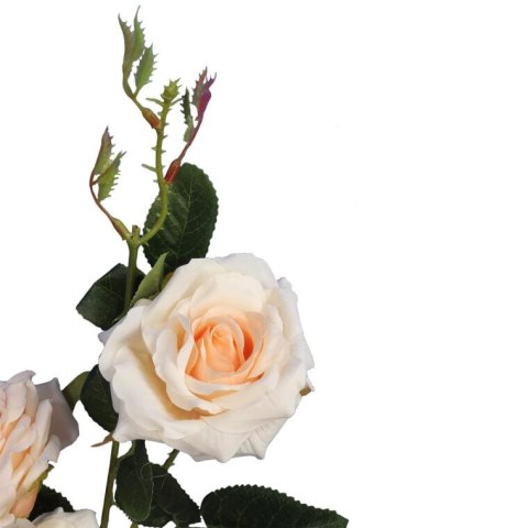 Sztuczne Róże na Gałązce Kremowe - 3 Sztuki, Wysokości 82 cm