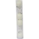 Zestaw 6 białych bombek plastikowych z brokatem, 6 cm