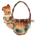 Owalny Koszyczek Świąteczny z Pluszowym Reniferem 24 cm - Kolor Brązowo-Zielony