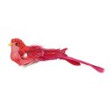 PTASZEK NA KLAMERCE W KOLORZE CZERWONO RÓŻOWYM - FIGURKA O DŁUGOŚCI 17CM