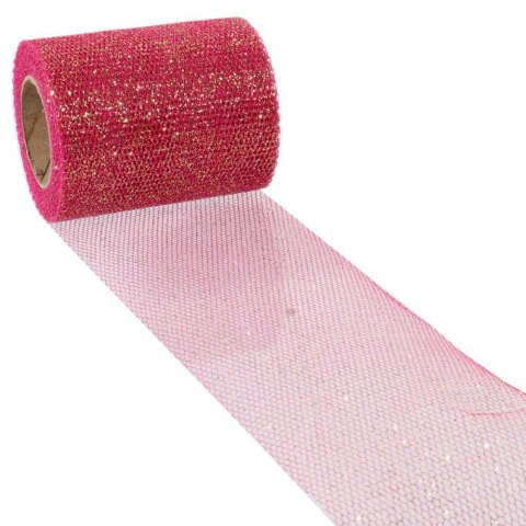 Różowa Organza Dekoracyjna na Szpuli, Szerokość 8 cm, Długość 10 m
