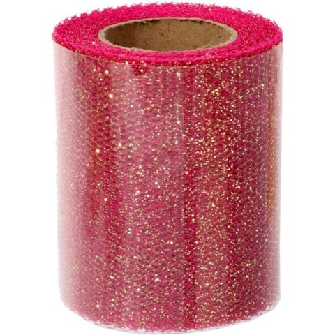Różowa Organza Dekoracyjna na Szpuli, Szerokość 8 cm, Długość 10 m