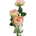 Sztuczna Gałązka z 3 Mini Piwoniami w Kolorze Łososiowym - Dekoracja Wnętrz 65 cm