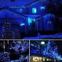 Zewnętrzne Lampki Choinkowe LED 100 szt. Niebieski Kolor światła, Biały Przewód, Kontroler 8 Funkcji, Zasilanie Sieciowe