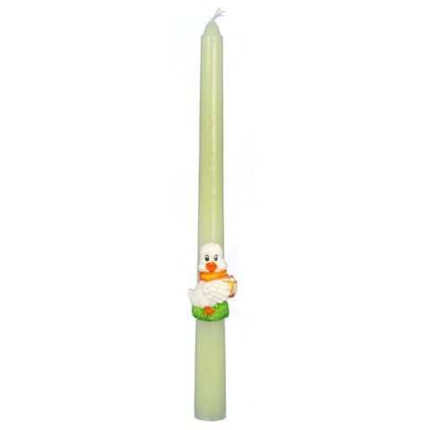 Świeczki Wielkanocne z Figurkami Kaczek 26cm, Białe, 2 szt.
