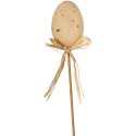 Wielkanocne Jajko Dekoracyjne z Rafią na Drewnianym Piku, Kolor Brązowy, 25 cm.
